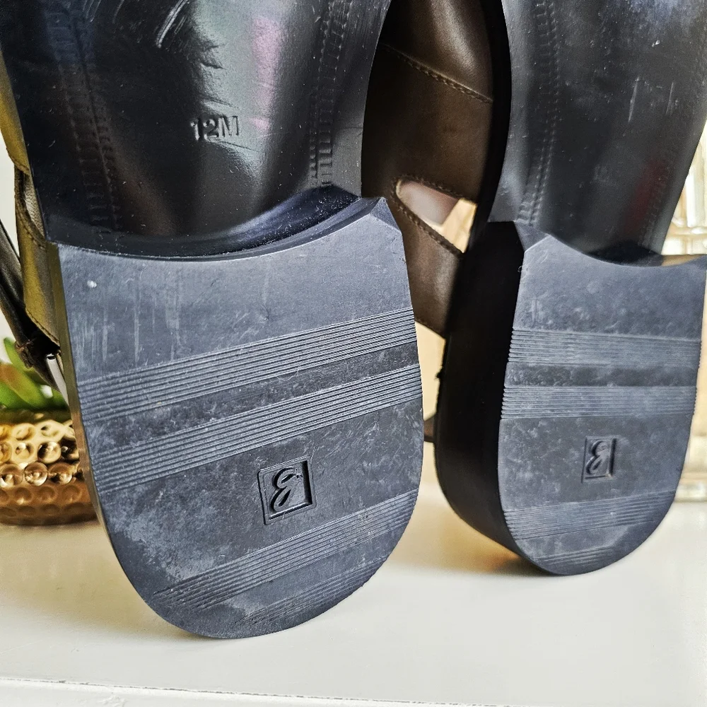 Vintage Chunky Giorgio Brutini Leather Slingback Shoes | Square Toe